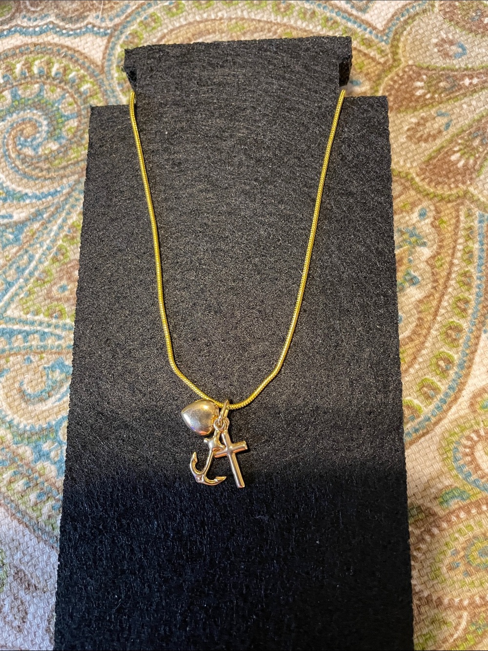 17” 14k Gold plated Heart, Anchor, Cross Necklace